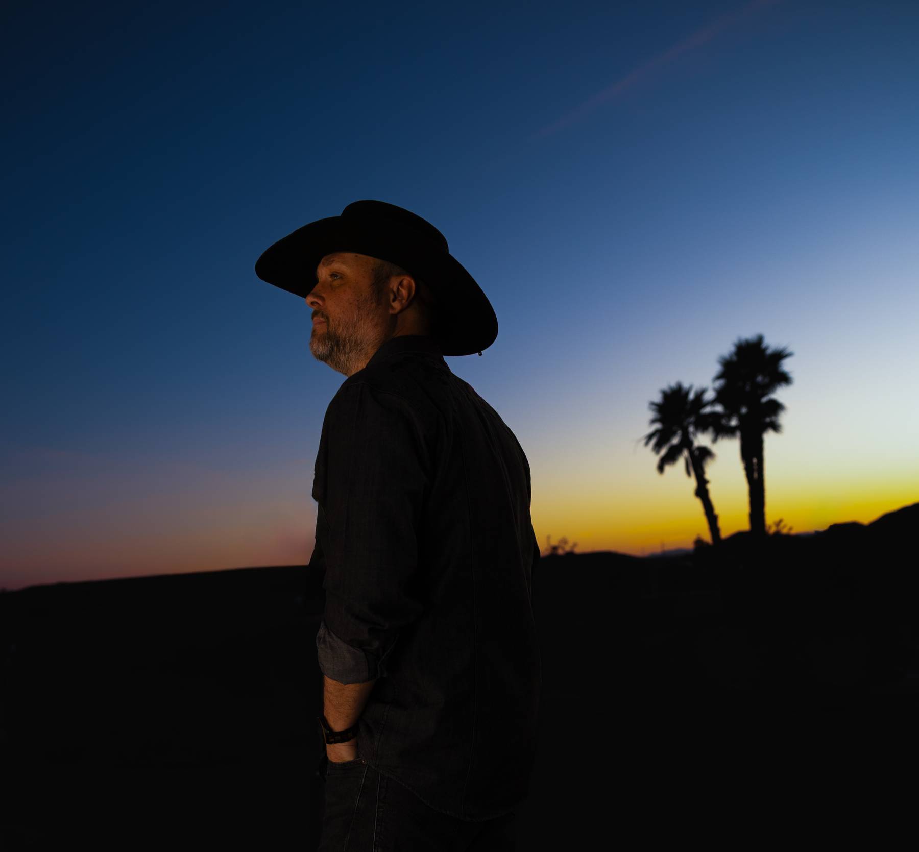 Brian Owens in the desert at night