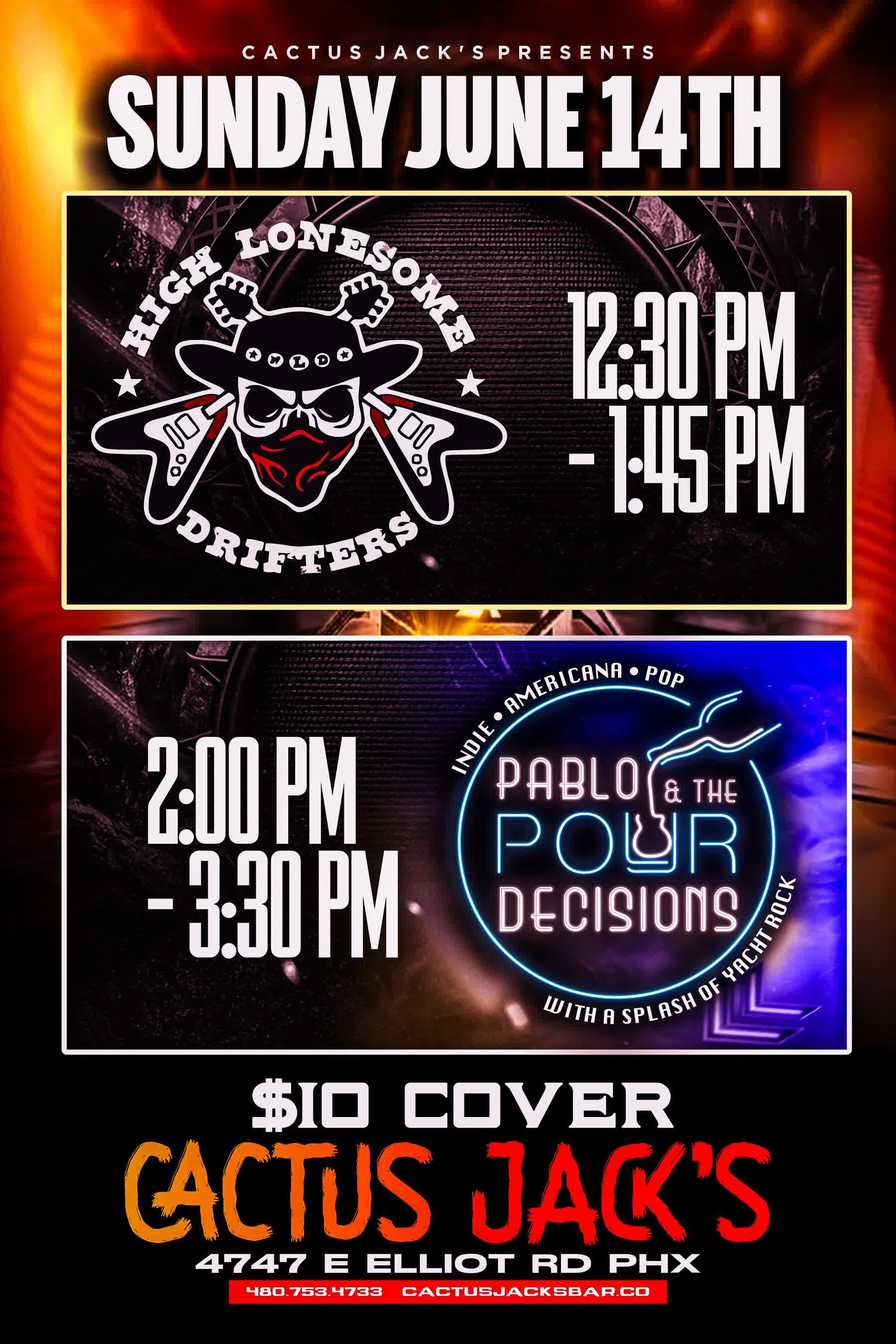 Jun 14 – Cactus Jack's Bar and Grill, 12:30–1:45 PM